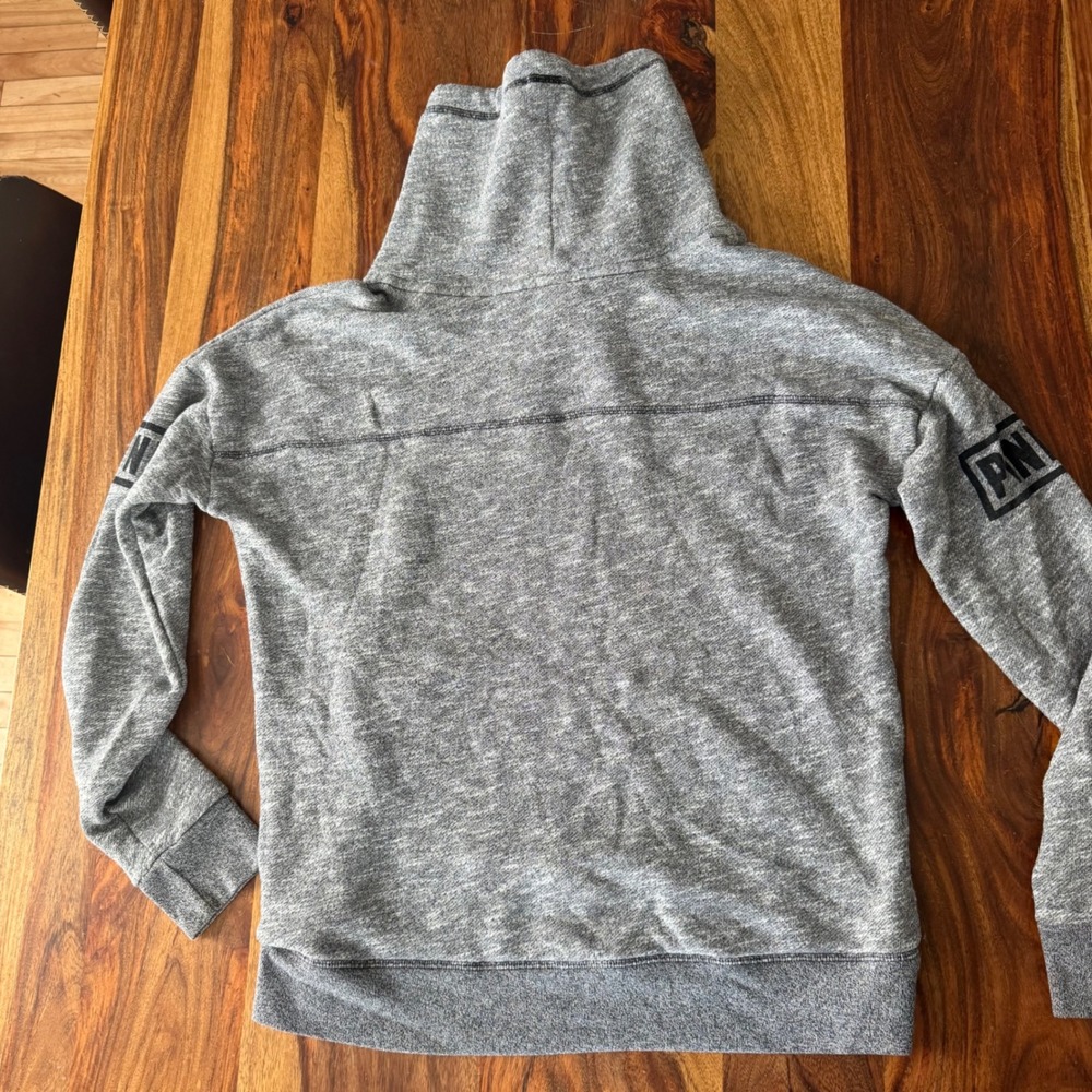 PINK Victoria's Secret Grey Funnel Neck Sweatshirt cowl neck hoodie - Picture 7 of 8